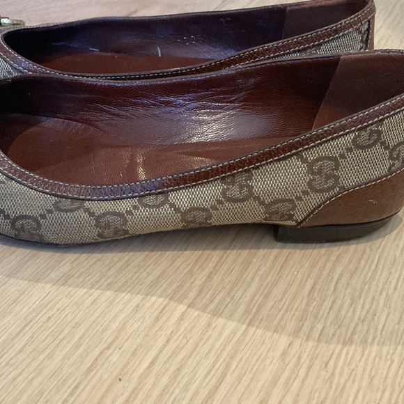 Gucci Logo Brown Flats with Bamboo Horsebit Detail Size 7 - Picture 6 of 8